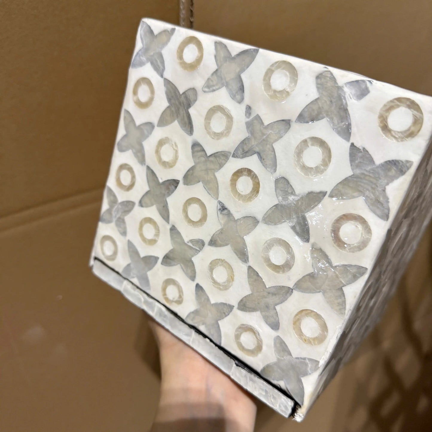 Floral Mother of Pearl Tissue Box Cover | Handmade Square Decorative Tissue Holder