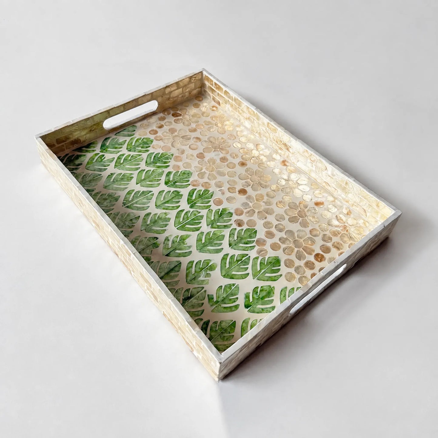 Mother of Pearl Rectangle Serving Tray – Handmade Shell Inlay Tray