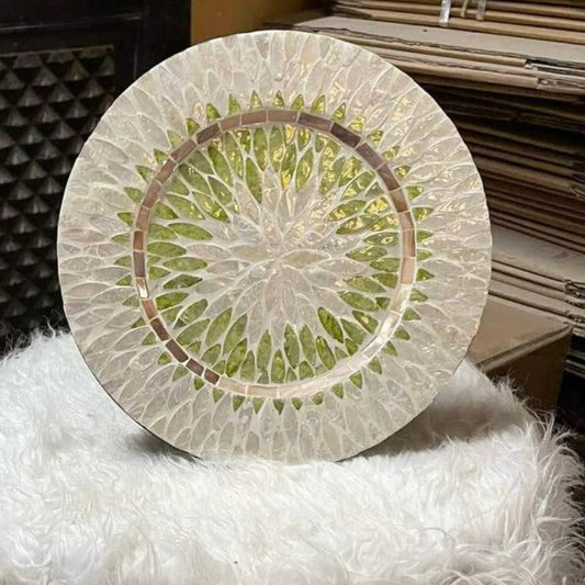 Mother of Pearl Decorative Plate – Handmade Coastal Shell Wall Decor
