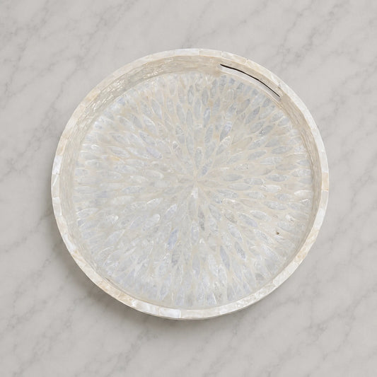 Mother of Pearl Round Tray – Handmade Decorative Serving Tray