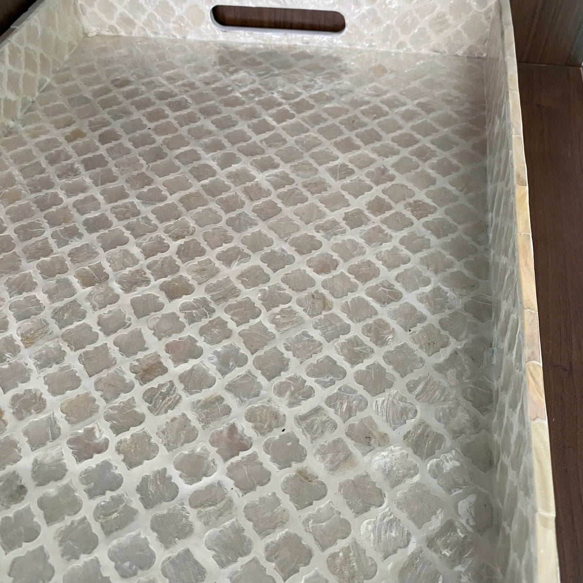 Ivory Mother of Pearl Rectangle Serving Tray – Shell Inlay Decor