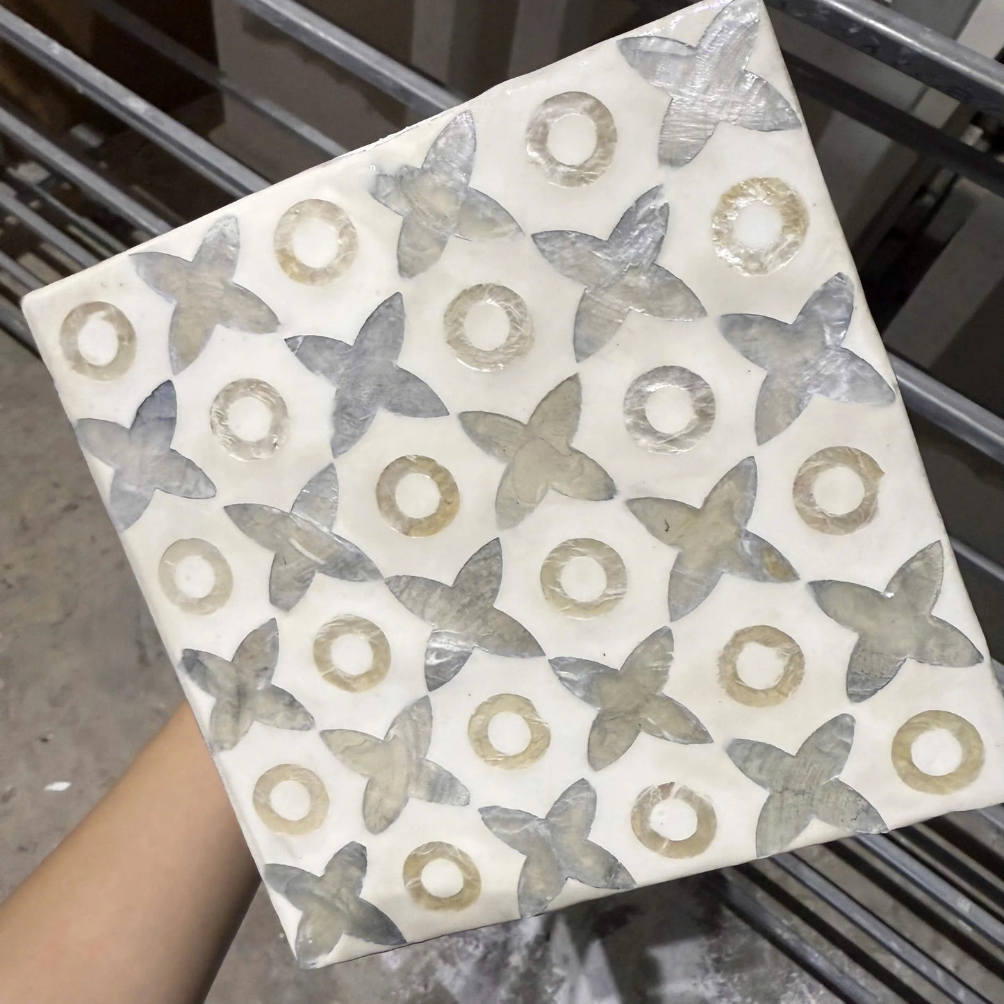 Floral Mother of Pearl Tissue Box Cover | Handmade Square Decorative Tissue Holder