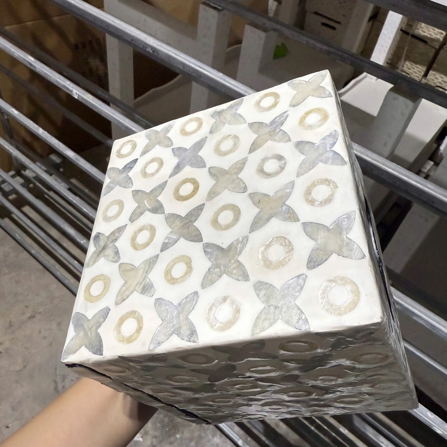 Floral Mother of Pearl Tissue Box Cover | Handmade Square Decorative Tissue Holder