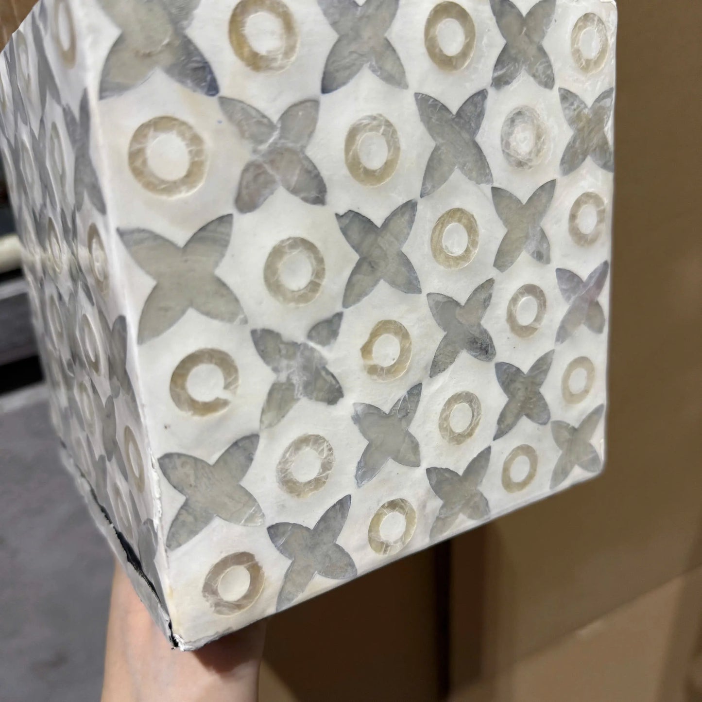 Floral Mother of Pearl Tissue Box Cover | Handmade Square Decorative Tissue Holder