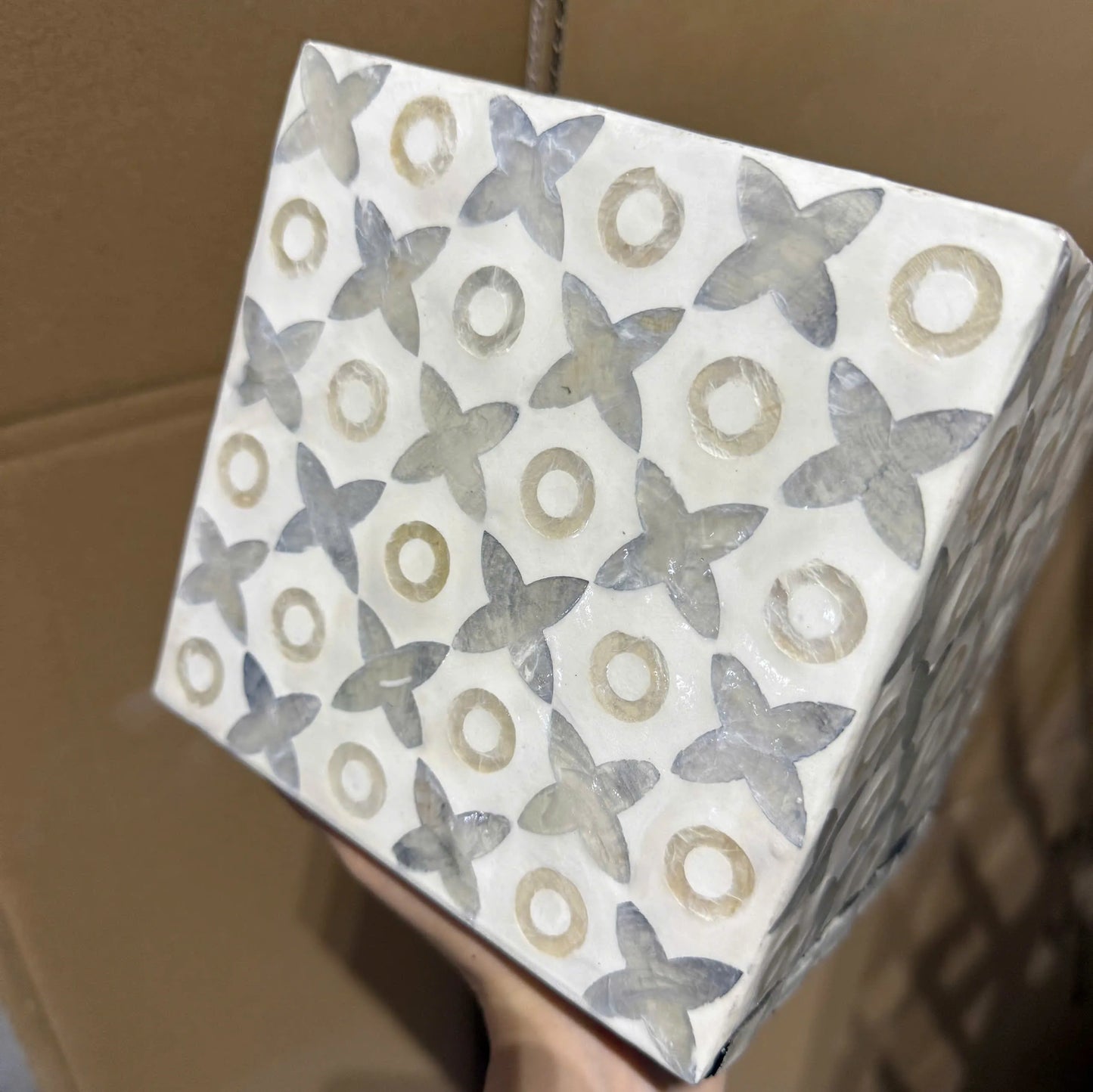 Floral Mother of Pearl Tissue Box Cover | Handmade Square Decorative Tissue Holder