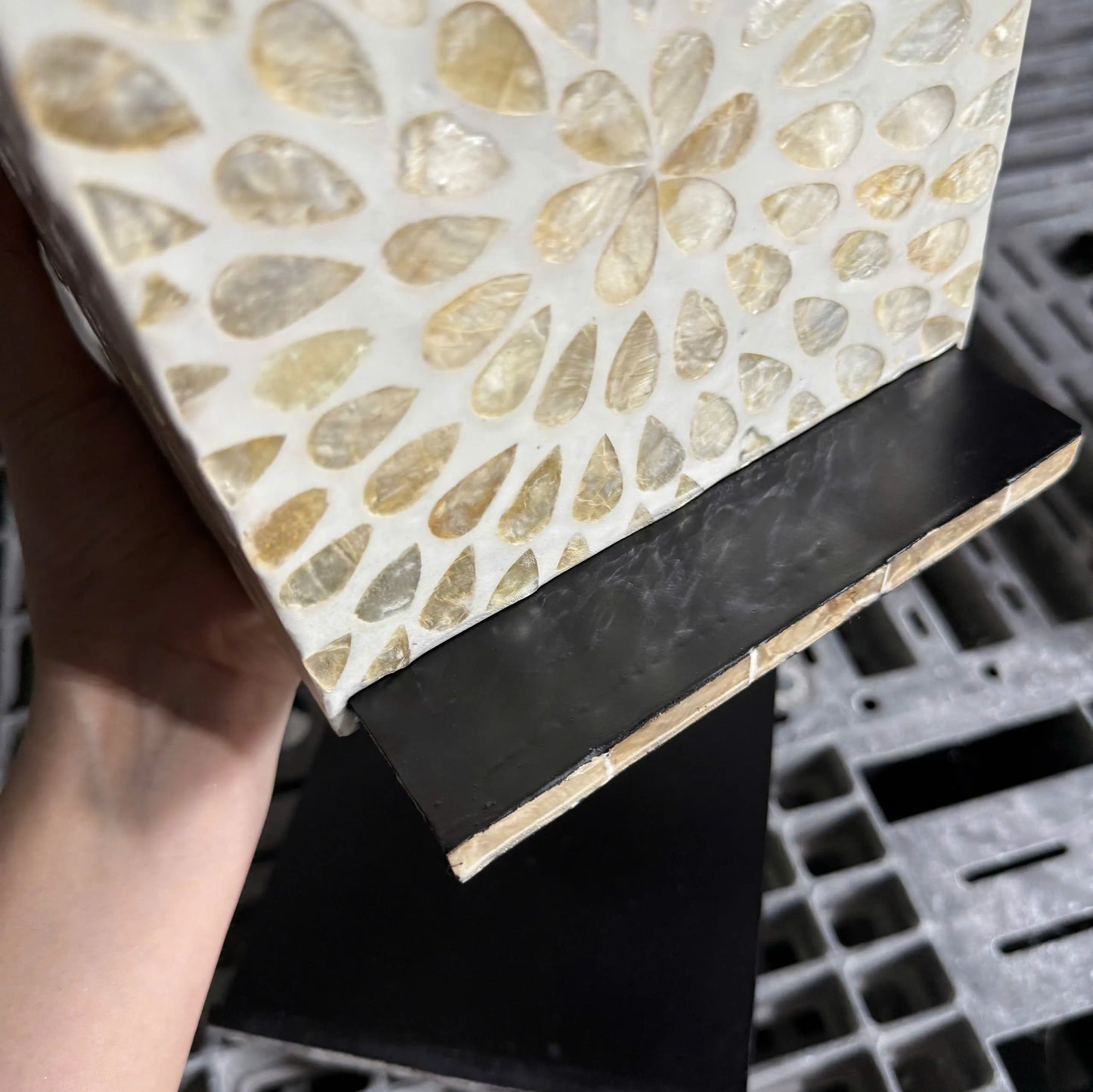 Pearl Mosaic Tissue Box Cover – Handmade Decorative Square Holder